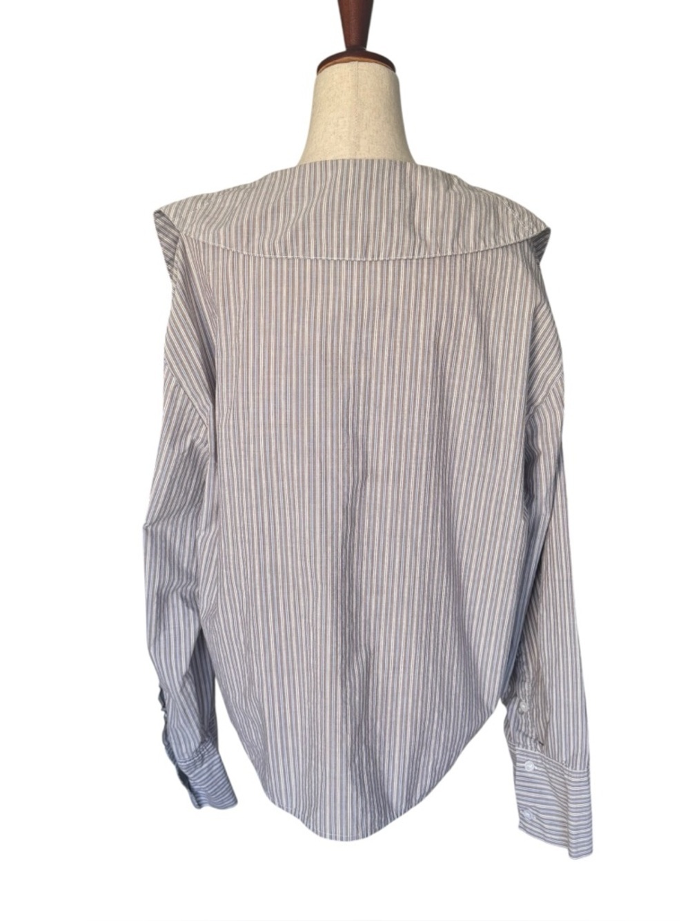 Deiji Studios Collared Tie Shirt in Seas Stripe Size Large - Picture 5 of 14